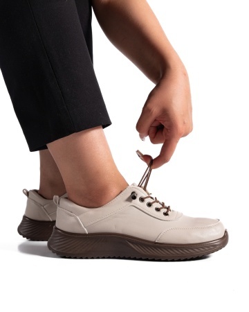 Pantofi dama casual bej din piele ecologica J03