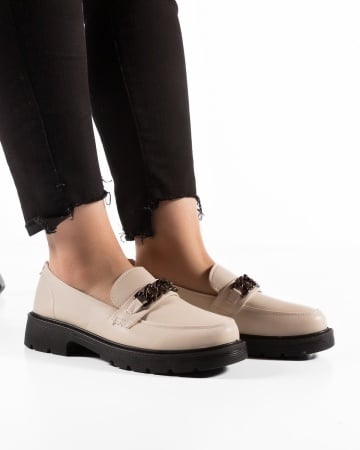 Pantofi dama casual Bej din Piele Ecologica Qina