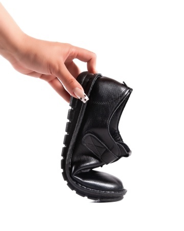 Pantofi dama casual negri din piele ecologica D2506 - Img 4