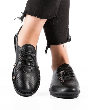 Pantofi dama casual Negri din Piele Ecologica Dzi - Img 2