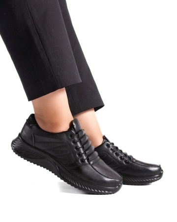 Pantofi dama casual negri din piele ecologica J01