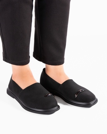 Pantofi dama casual negri din piele ecologica LF01-1 - Img 3