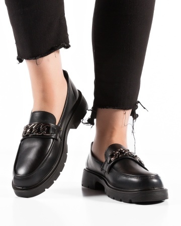 Pantofi dama casual Negri din Piele Ecologica Qina - Img 3