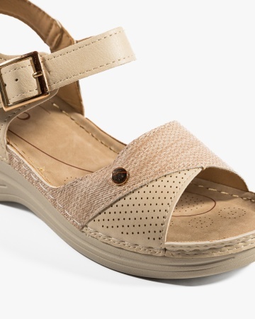 Sandale dama cu platforma Bej din Piele Ecologica Zugy - Img 6