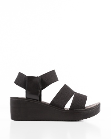 Sandale dama cu platforma Negre din Material elastic - Img 4