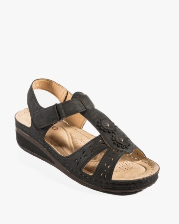 Sandale dama Negre din Piele Ecologica Yifa