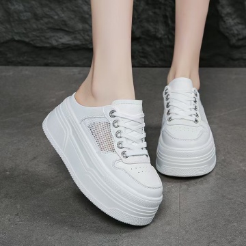Sneakers dama albi cu talpa groasa 2835 - Img 3