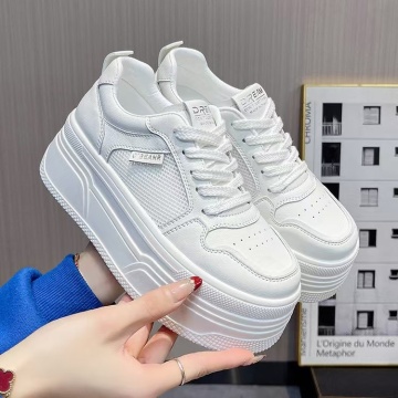 Sneakers dama albi respirabili cu talpa groasa 2831 - Img 3