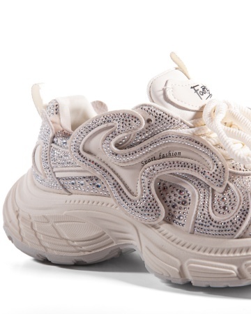 Sneakers dama bej cu talpa groasa 9839 - Img 7
