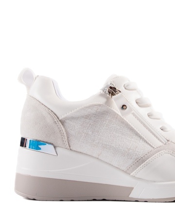 Sneakers dama cu platforma albi din piele ecologica HS-1 - Img 4