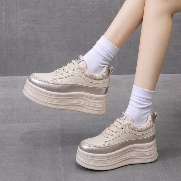 Sneakers dama cu platforma Aurii din piele Ecologica Plze - Img 3