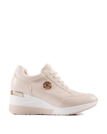 Sneakers dama cu platforma bej din piele ecologica HS-2 - Img 5
