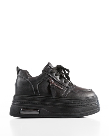 Sneakers dama cu platforma Negri din Piele Ecologica Ptax - Img 5