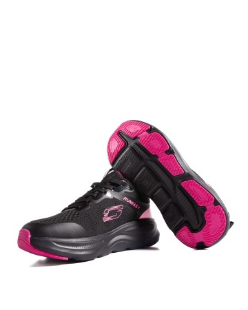 Sneakers dama negri cu roz din material textil F99296 - Img 7