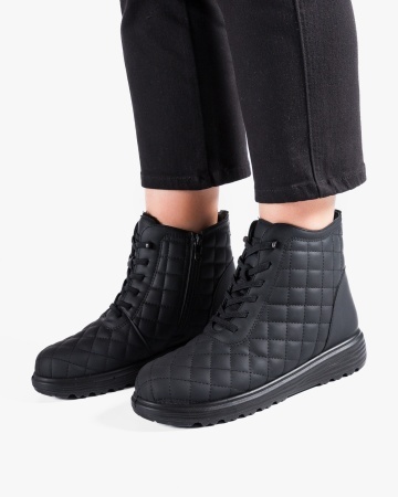 Ghete dama imblanite negre din piele ecologica G305
