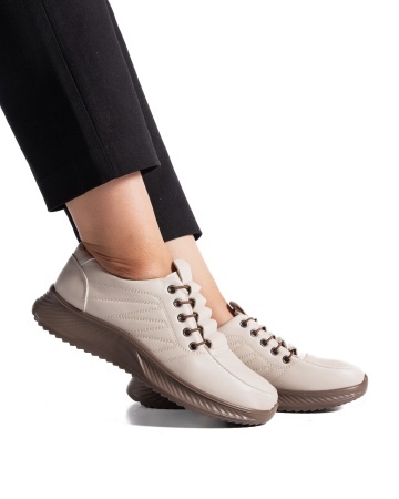 Pantofi dama casual bej din piele ecologica J01