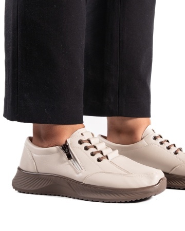 Pantofi dama casual bej din piele ecologica J12 - Img 3