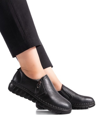 Pantofi dama casual negri din piele ecologica 3215-marimi mari pana la 43 - Img 2