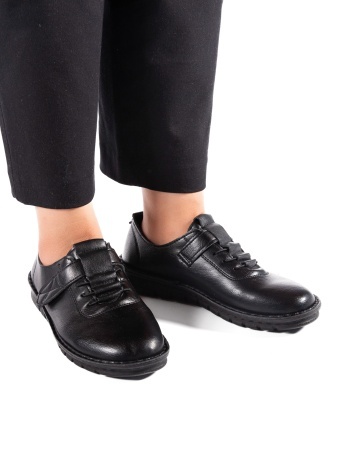 Pantofi dama casual negri din piele ecologica D2506