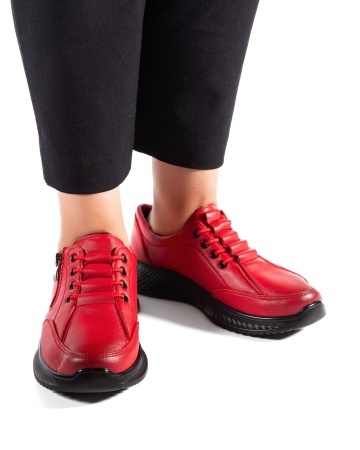 Pantofi dama casual rosii din piele ecologica J12
