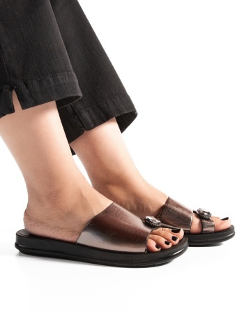 Papuci dama Gunmetal din Piele Ecologica Hhio