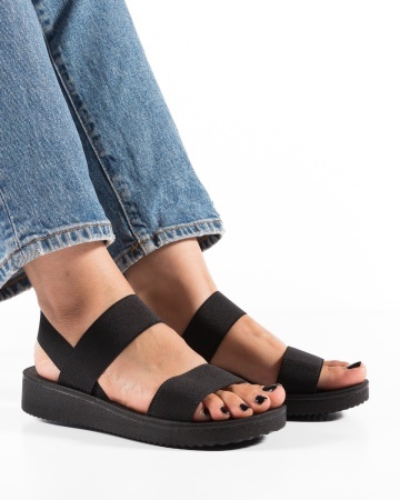 Sandale dama Negre cu Barete elastice Mann