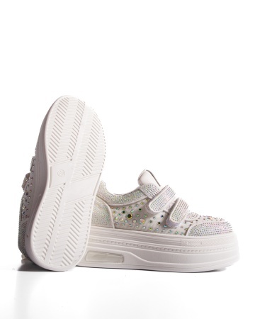 Sneakers dama albi cu platforma 6853 - Img 7