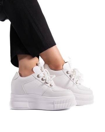 Sneakers dama albi cu platforma 7795 - Img 4