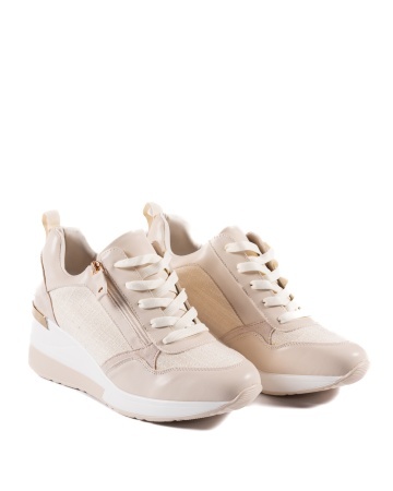 Sneakers dama cu platforma bej din piele ecologica HS-1 - Img 5