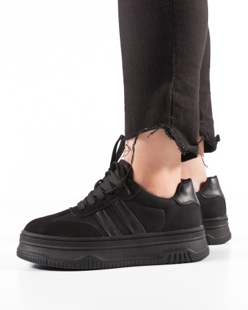 Sneakers dama cu platforma Negri din Piele Ecologica Tza