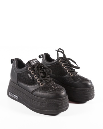 Sneakers dama Negri cu platforma din Piele Ecologica Pio - Img 5