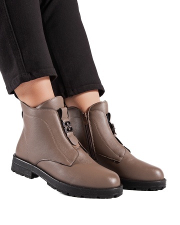 Ghete dama imblanite kaki din piele ecologica Z56-15
