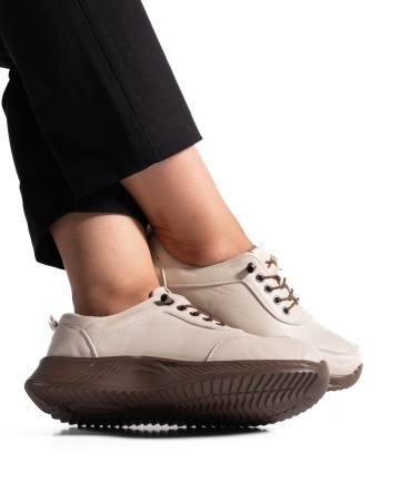 Pantofi dama casual bej din piele ecologica J03 - Img 5