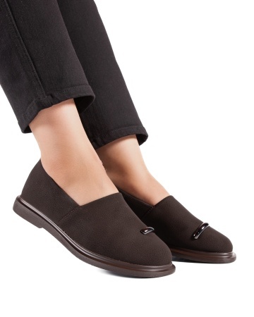 Pantofi dama casual maro inchis din piele ecologica LF01-2 - Img 2
