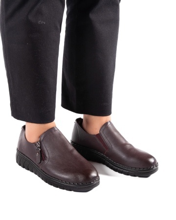 Pantofi dama casual mov inchis din piele ecologica 3215 - Img 3