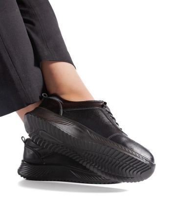 Pantofi dama casual negri din piele ecologica J03 - Img 3