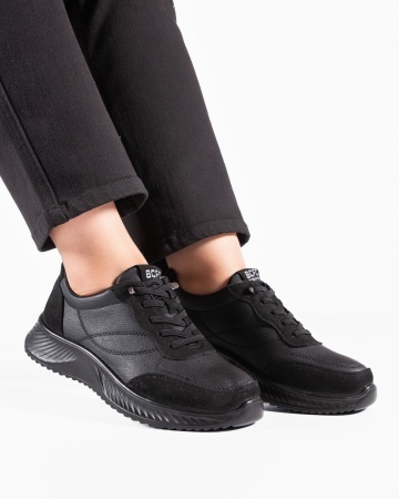Pantofi dama casual negri din piele ecologica J62-1