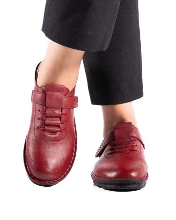 Pantofi dama casual rosii din piele ecologica D2506