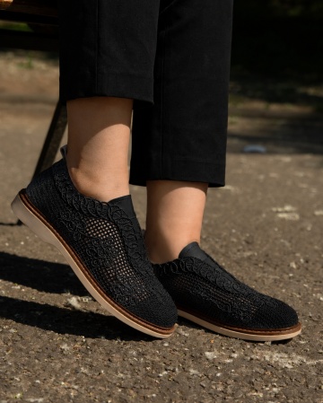 Pantofi dama Negri din Material texil dantelat Ecologic Vliz - Img 3