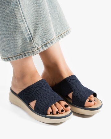 Papuci dama Albastre din Material Textil Vsilu - Img 3
