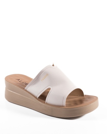 Papuci dama cu platforma Albi din Piele Ecologica Yama - Img 6