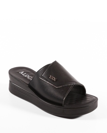 Papuci dama cu platforma Negri din Piele Ecologica Zulu - Img 5