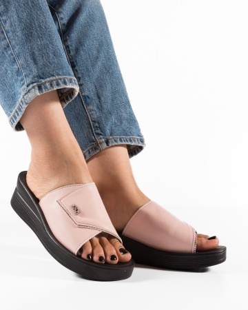 Papuci dama cu platforma Roz din Piele Ecologica Zulu - Img 3