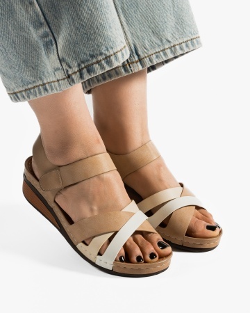 Sandale dama Khaki din Piele Ecologica Elo - Img 1
