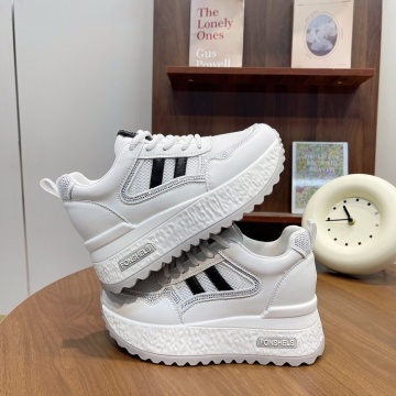 Sneakers dama albi cu negru respirabili cu talpa groasa 5829 - Img 3