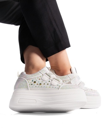 Sneakers dama albi cu platforma 6853 - Img 4