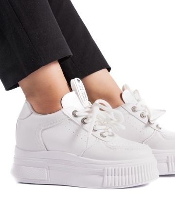 Sneakers dama albi cu platforma 7795