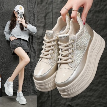 Sneakers dama aurii respirabili cu talpa groasa 9630