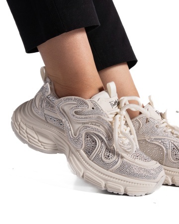 Sneakers dama bej cu talpa groasa 9839