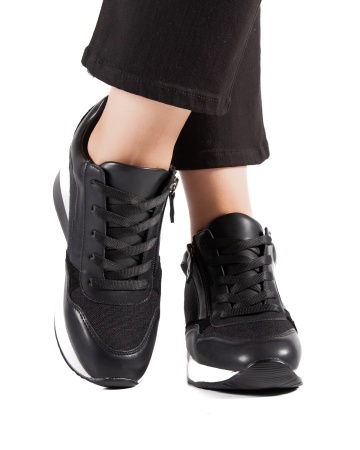 Sneakers dama cu platforma negri din piele ecologica HS-1 - Img 3
